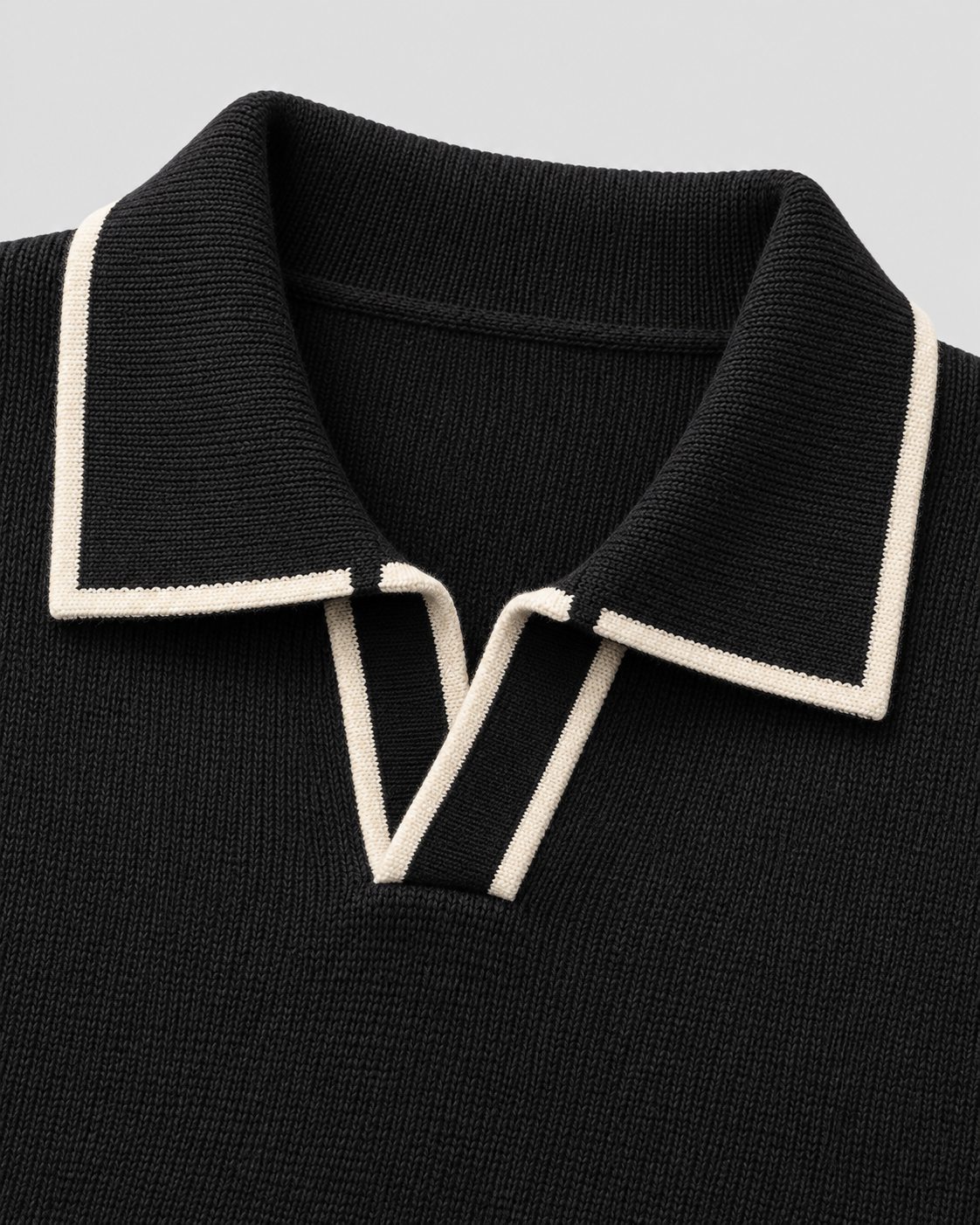 Men's Johnny Collar Knit Polo Sweater – Ribbed Long Sleeve Pullover
