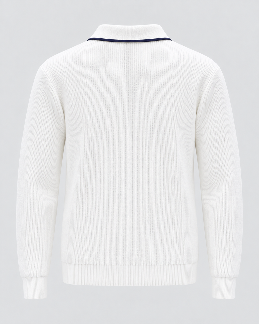 Men's Johnny Collar Knit Polo Sweater – Ribbed Long Sleeve Pullover