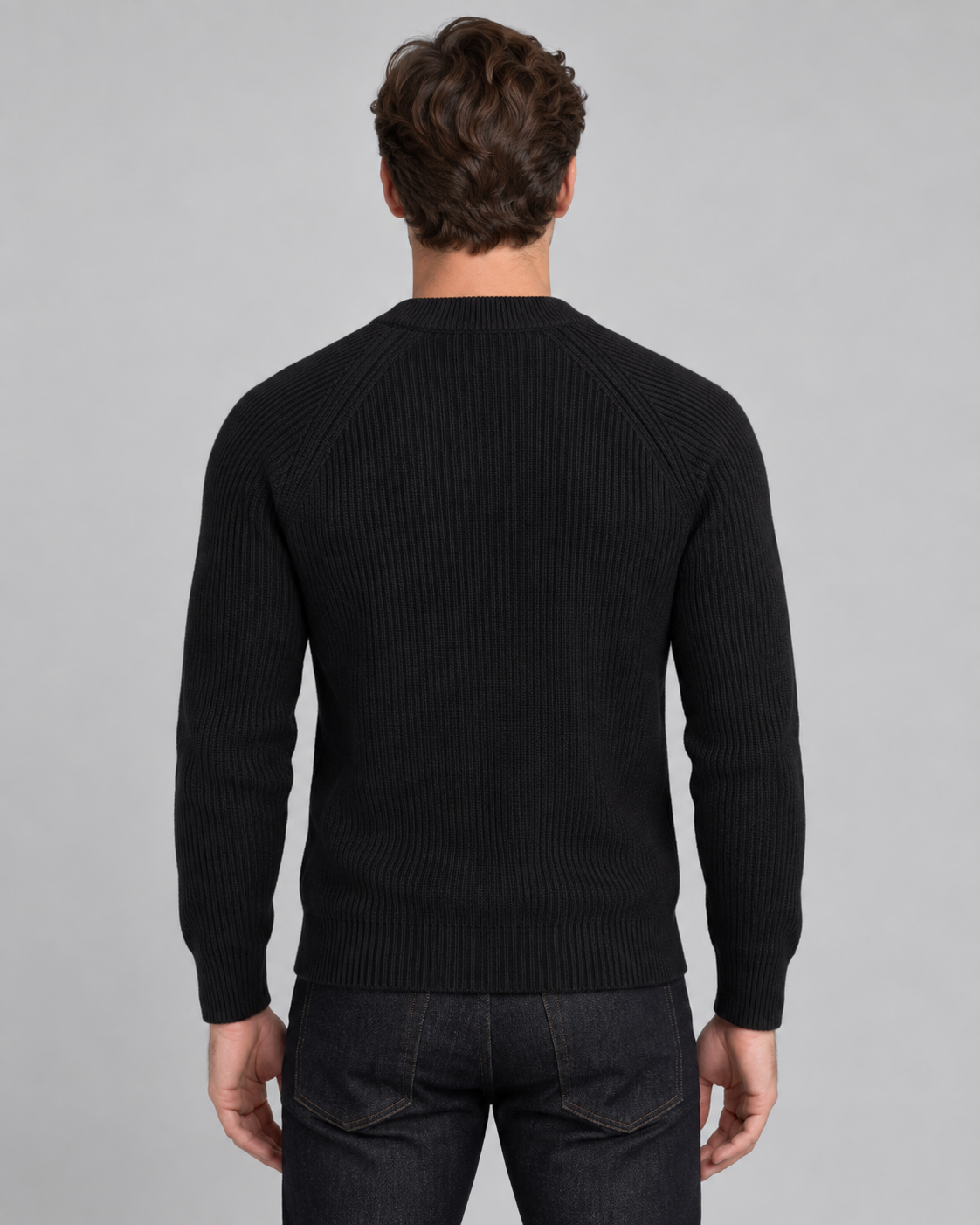 Men's Ribbed Henley Sweater – Button Placket Raglan Sleeve Pullover