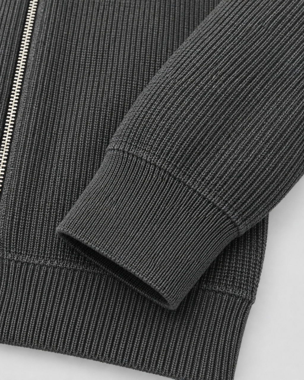Men's Full-Zip Knit Sweater – Ribbed Stand Collar Cardigan