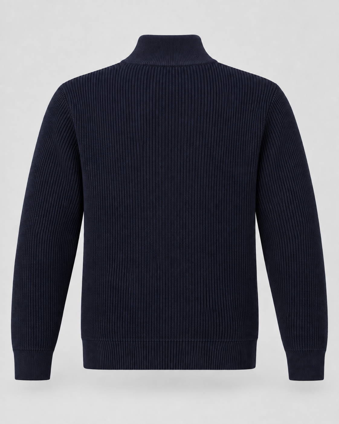 Men's Full-Zip Knit Sweater – Ribbed Stand Collar Cardigan