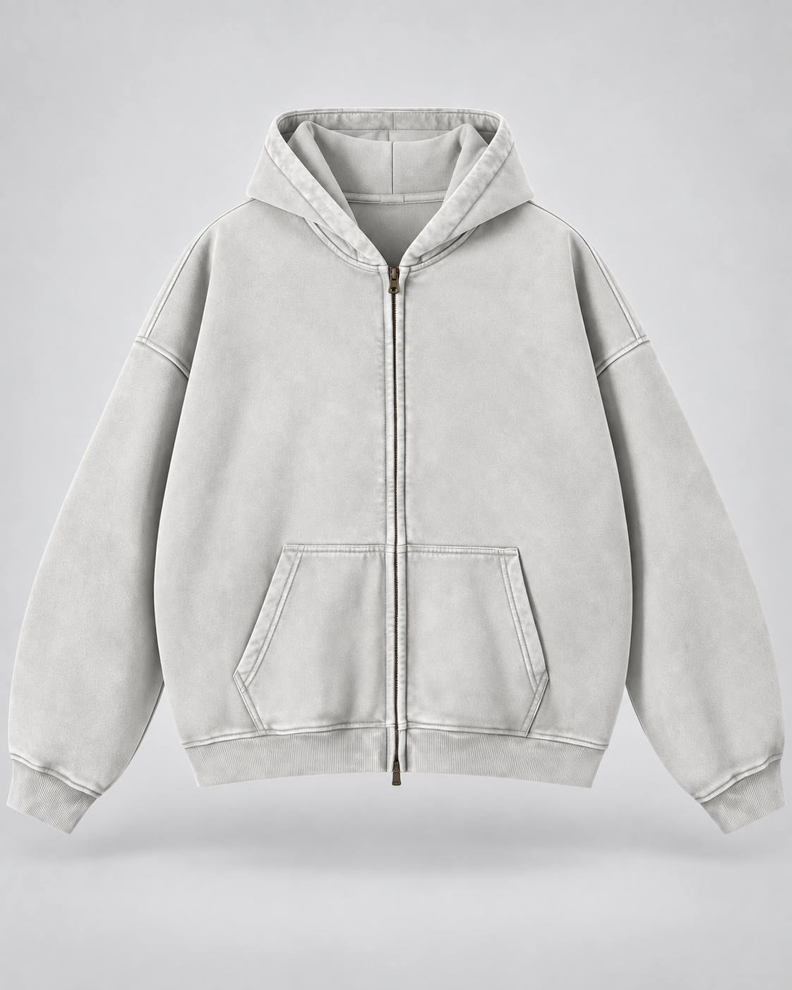 Men's Vintage Wash Zip-Up Hoodie – Oversized Fleece Sweatshirt