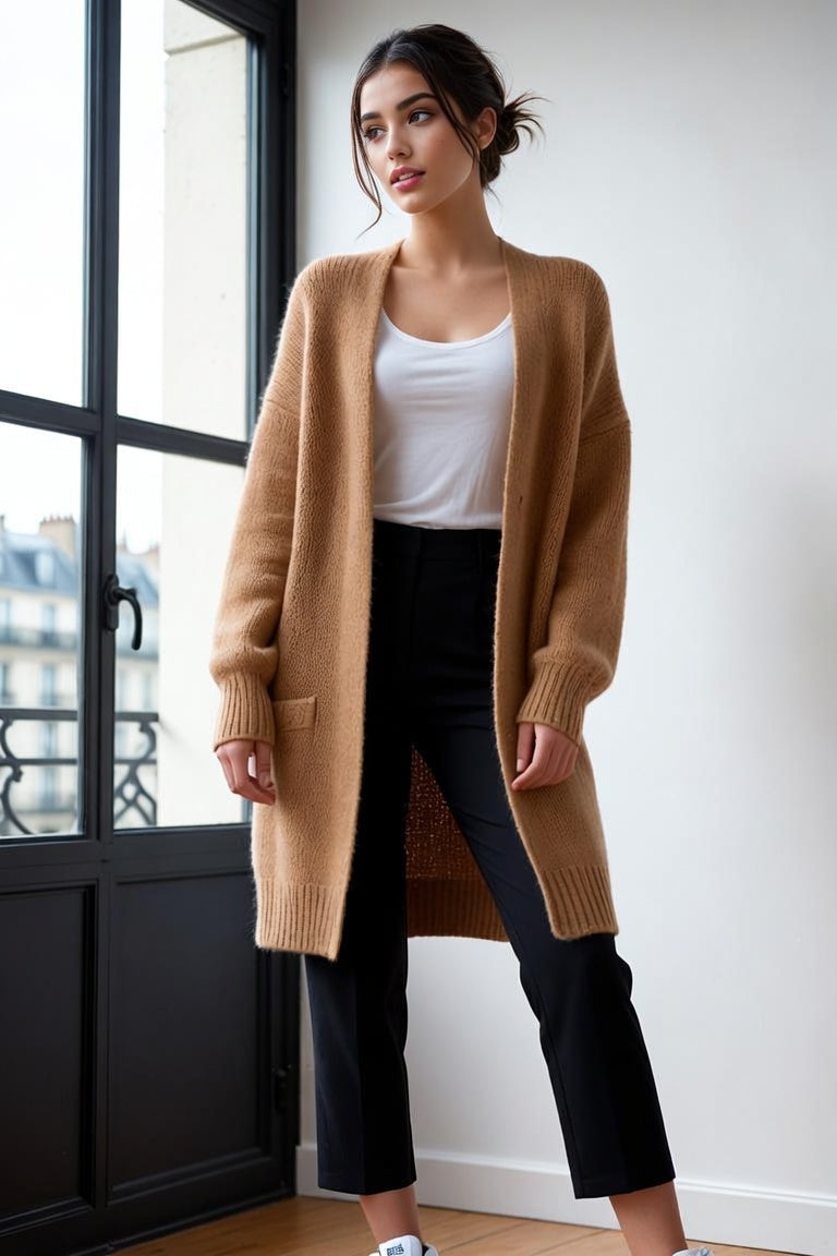 Women's Open Front Knit Cardigan – Lightweight Layering Essential