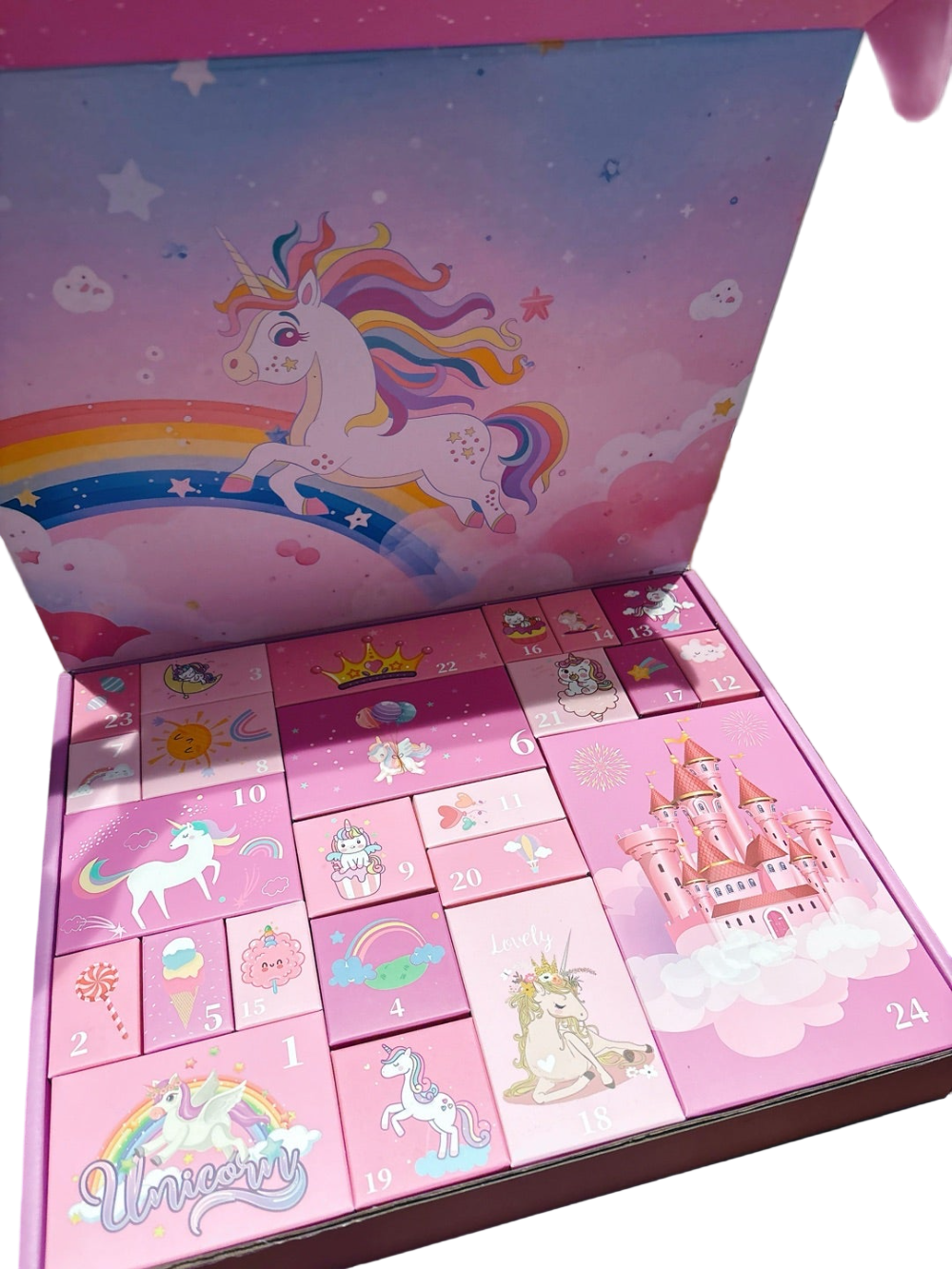 Lily | Kids Unicorn Christmas Advent Calendar with 24 Jewelry and Hair Accessories