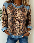 Women's Printed Long Sleeve Top – Relaxed Fit with Contrast Trim