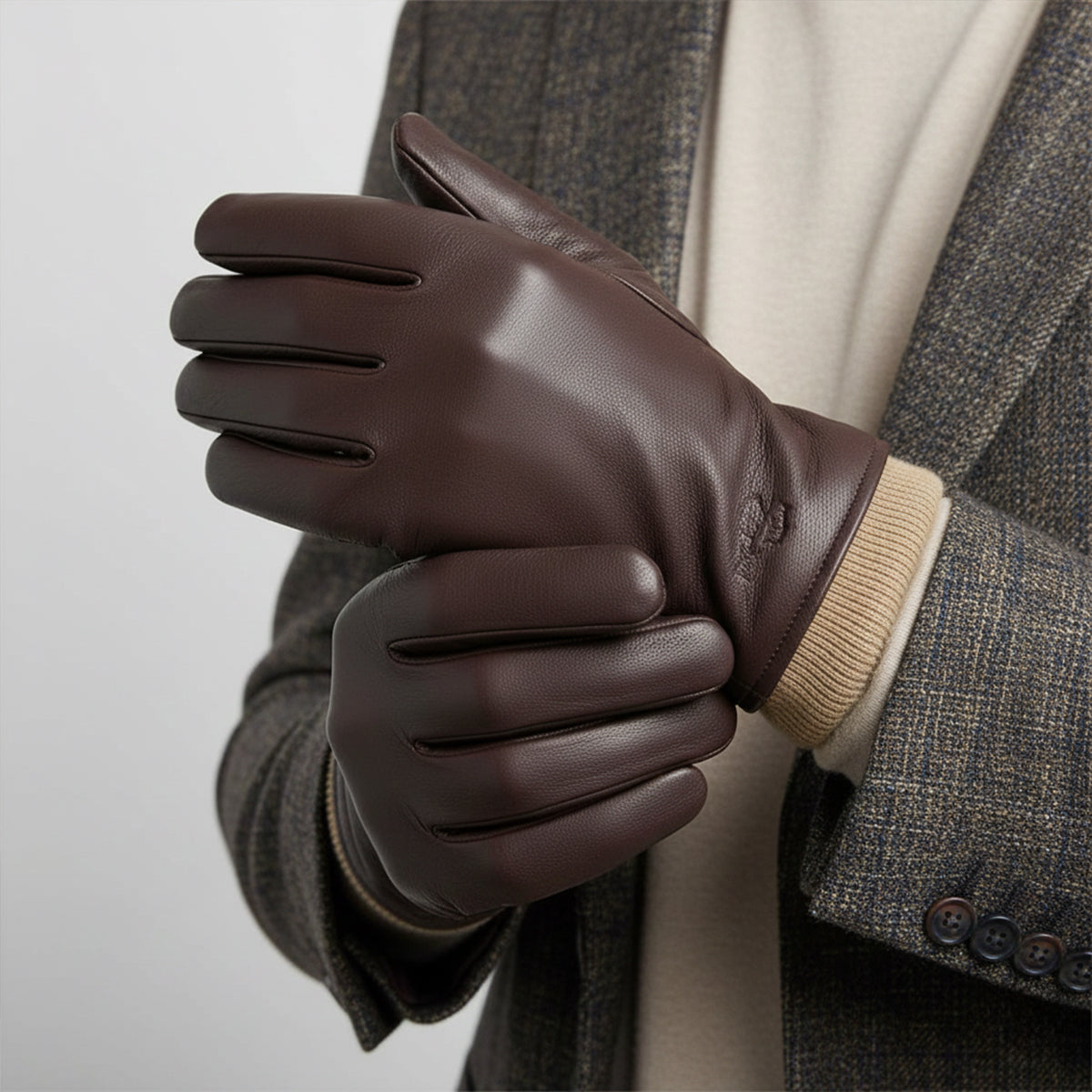 Men's Wool Lined Driving Gloves – Faux Leather Winter Gloves