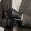 Men's Wool Lined Driving Gloves – Faux Leather Winter Gloves