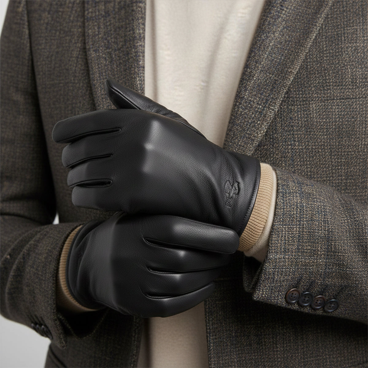 Men's Wool Lined Driving Gloves – Faux Leather Winter Gloves
