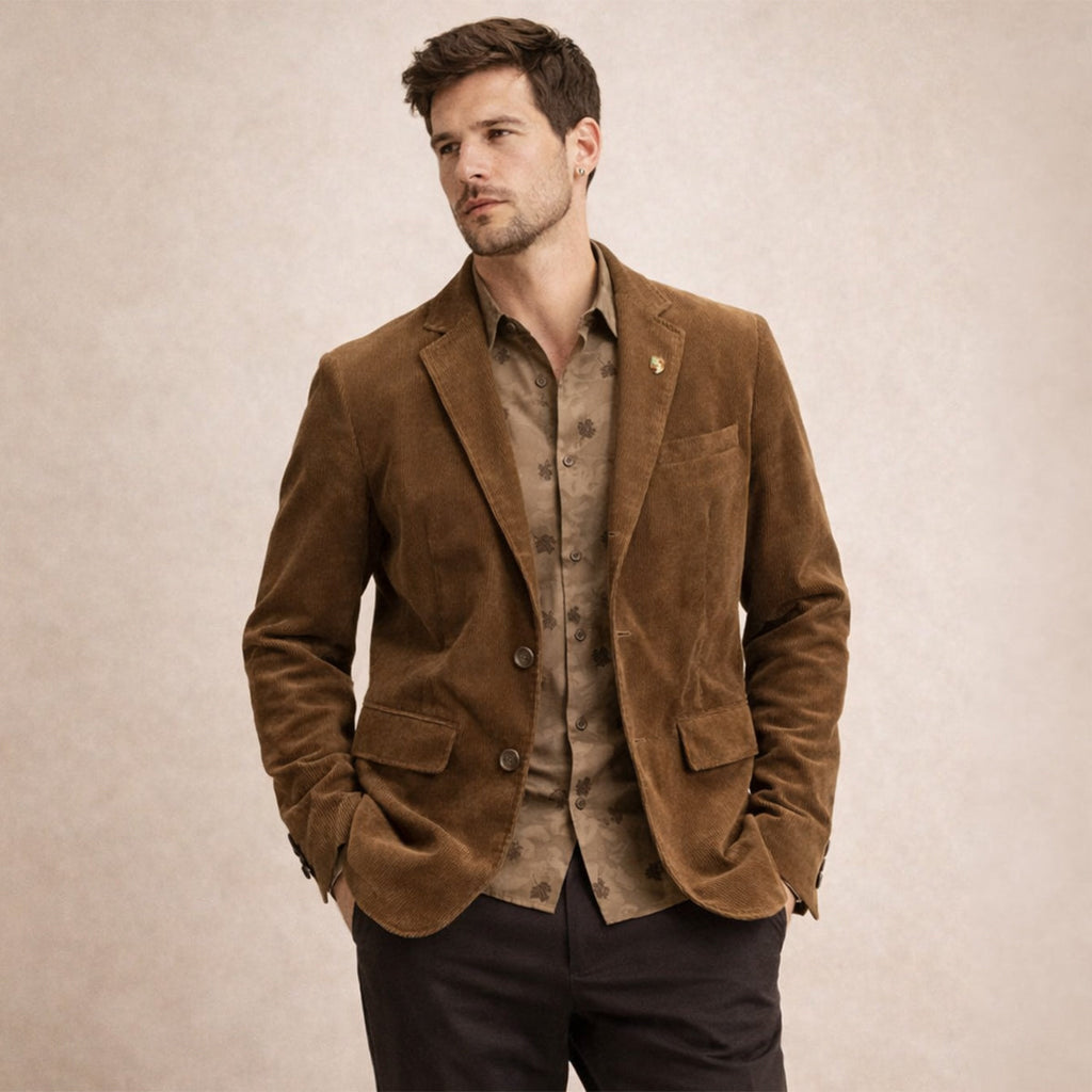 Men's Vintage Corduroy Blazer – Tailored Sport Coat with Elbow Patches