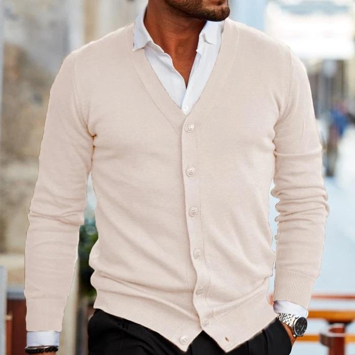 Men's V-Neck Button-Up Knit Vest – Casual Layering Cardigan