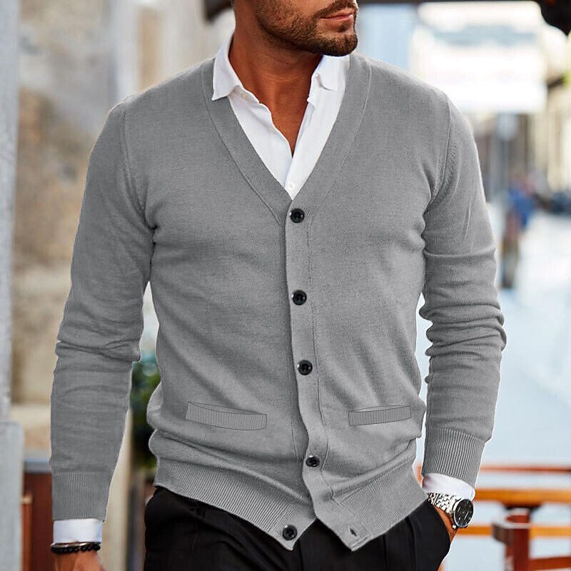 Men's V-Neck Button-Up Knit Vest – Casual Layering Cardigan