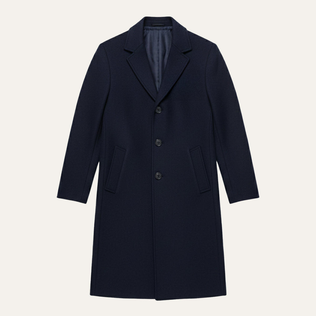 Men's Minimal Longline Overcoat – Classic Tailored Business Coat