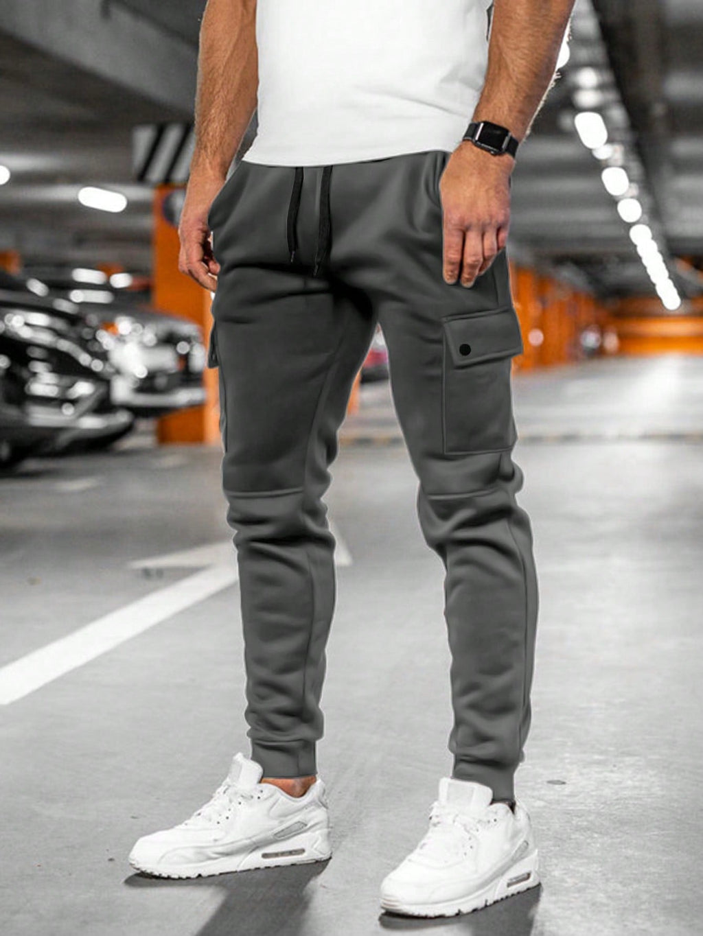 Men's Cargo Jogger Pants – Drawstring Waist Tapered Casual Trousers