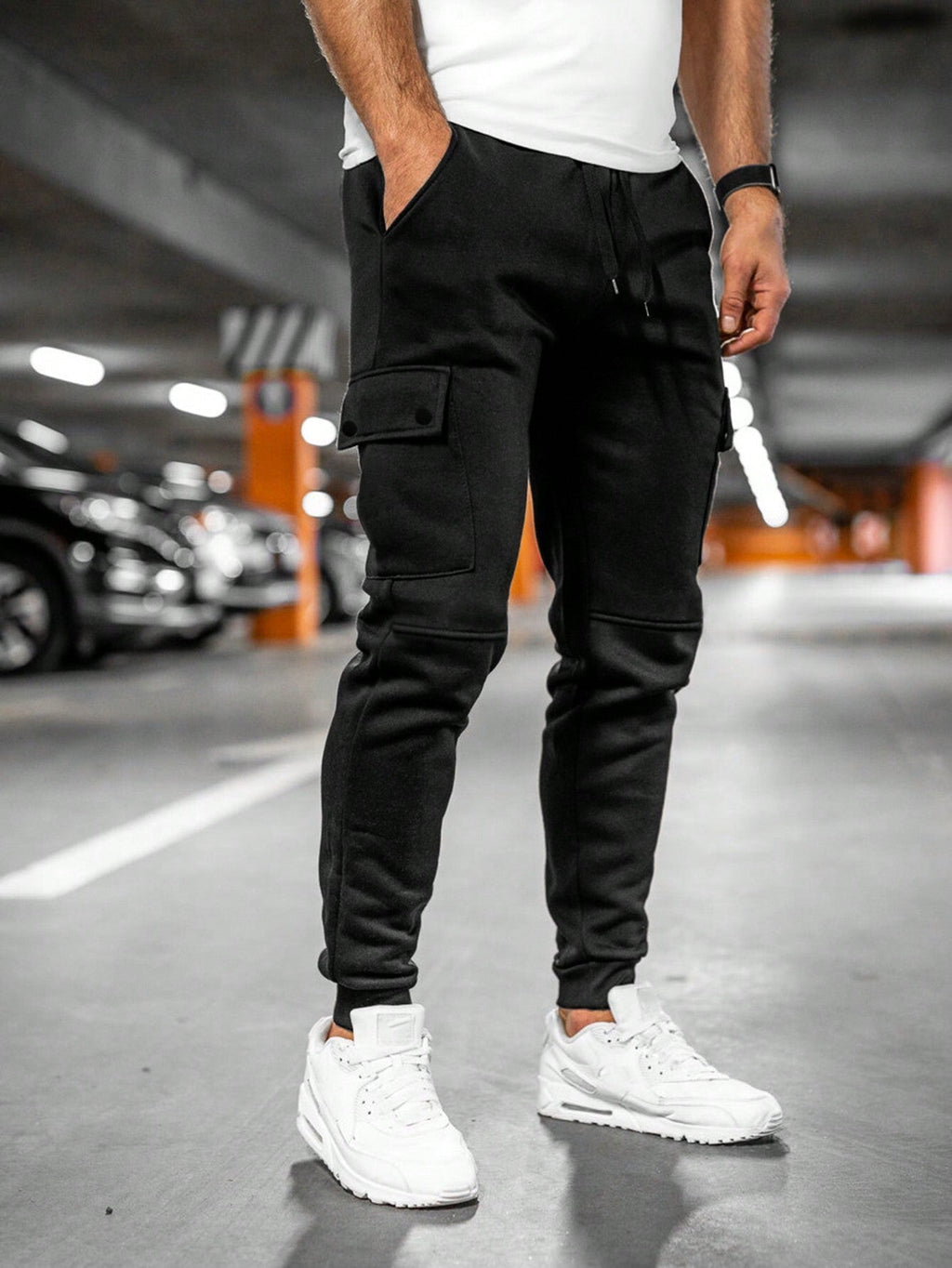 Men's Cargo Jogger Pants – Drawstring Waist Tapered Casual Trousers