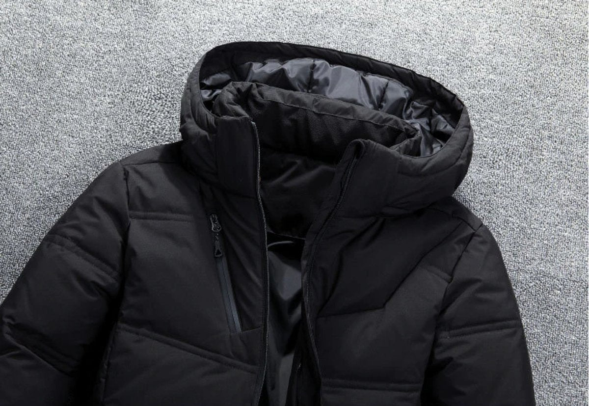 Men's Quilted Hooded Puffer Jacket – Stand Collar Winter Coat