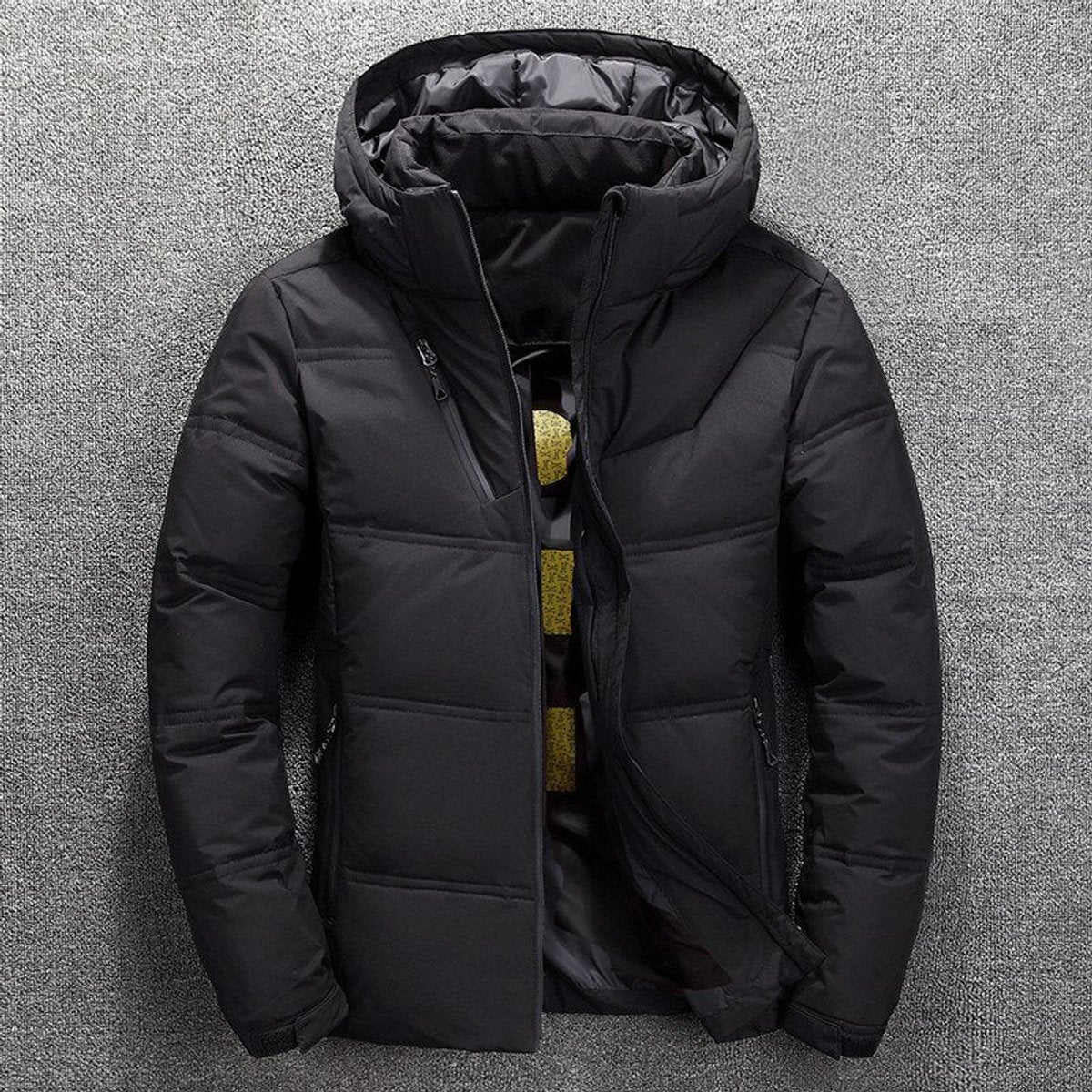 Men's Quilted Hooded Puffer Jacket – Stand Collar Winter Coat