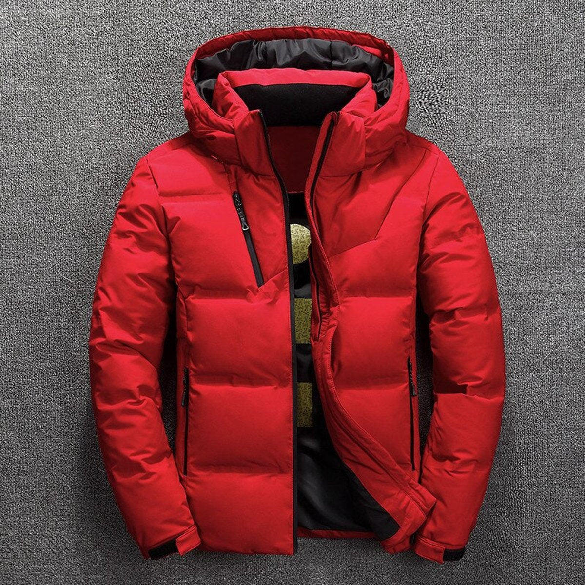 Men's Quilted Hooded Puffer Jacket – Stand Collar Winter Coat