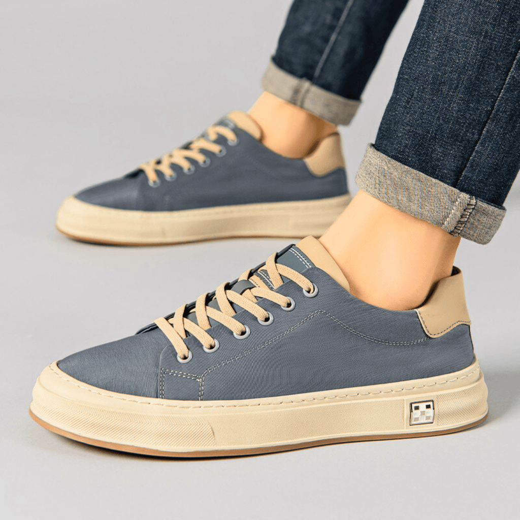 Men's Canvas Low-Top Sneakers – Cushioned Casual Lace-Up Shoes