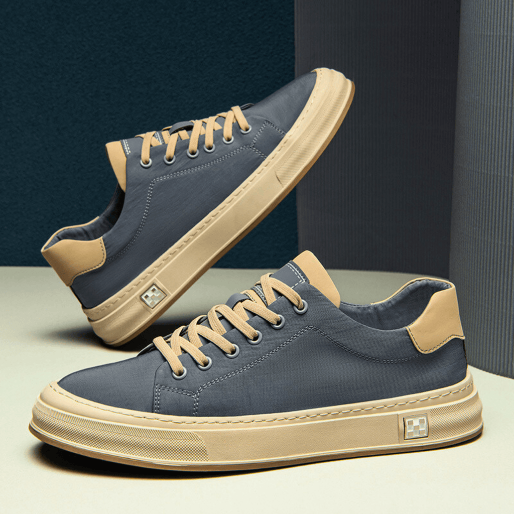 Men's Canvas Low-Top Sneakers – Cushioned Casual Lace-Up Shoes