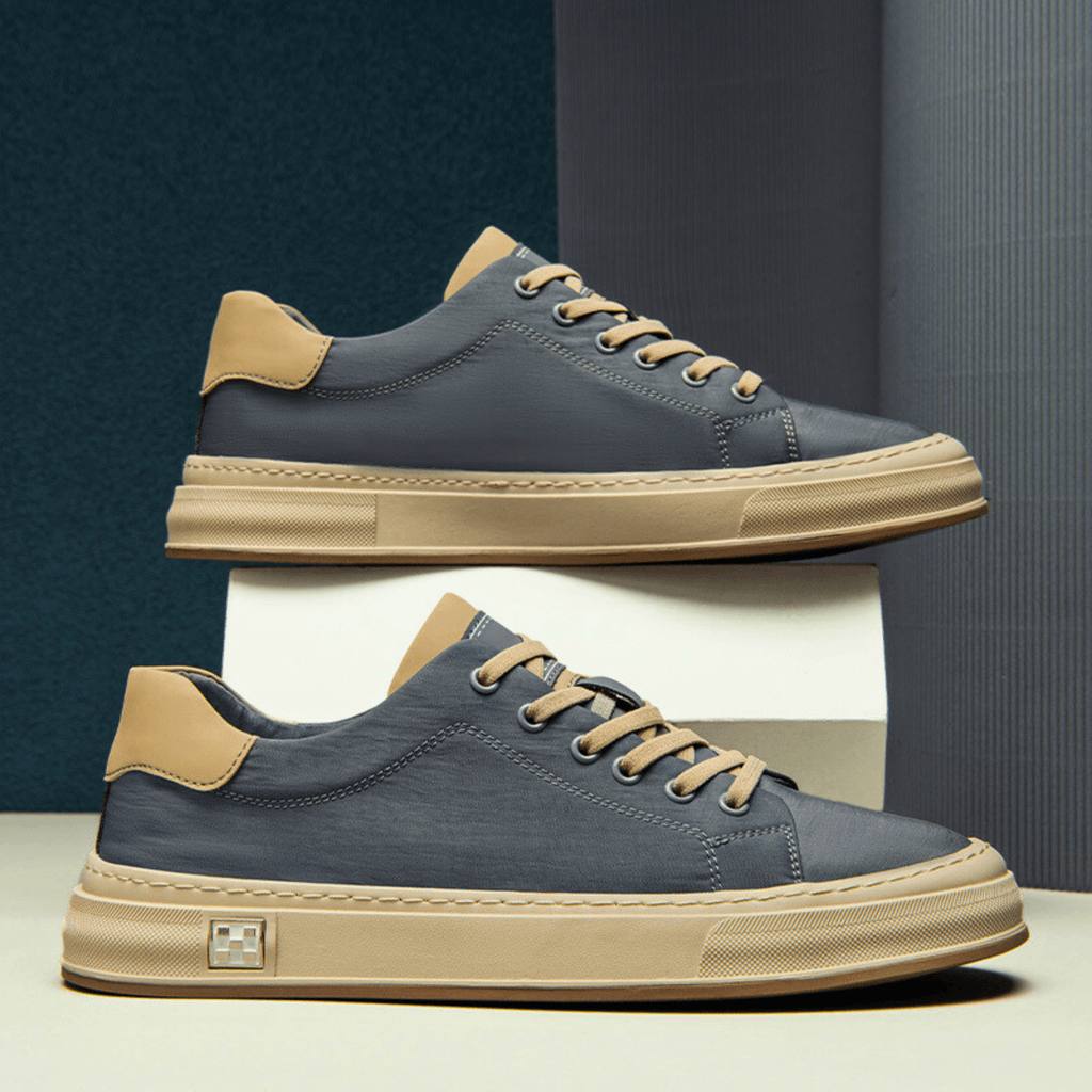 Men's Canvas Low-Top Sneakers – Cushioned Casual Lace-Up Shoes