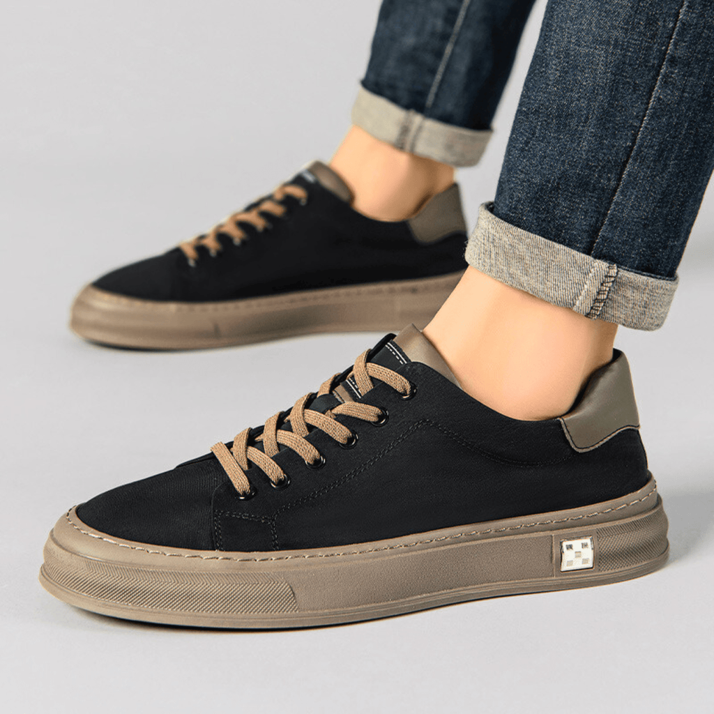 Men's Canvas Low-Top Sneakers – Cushioned Casual Lace-Up Shoes