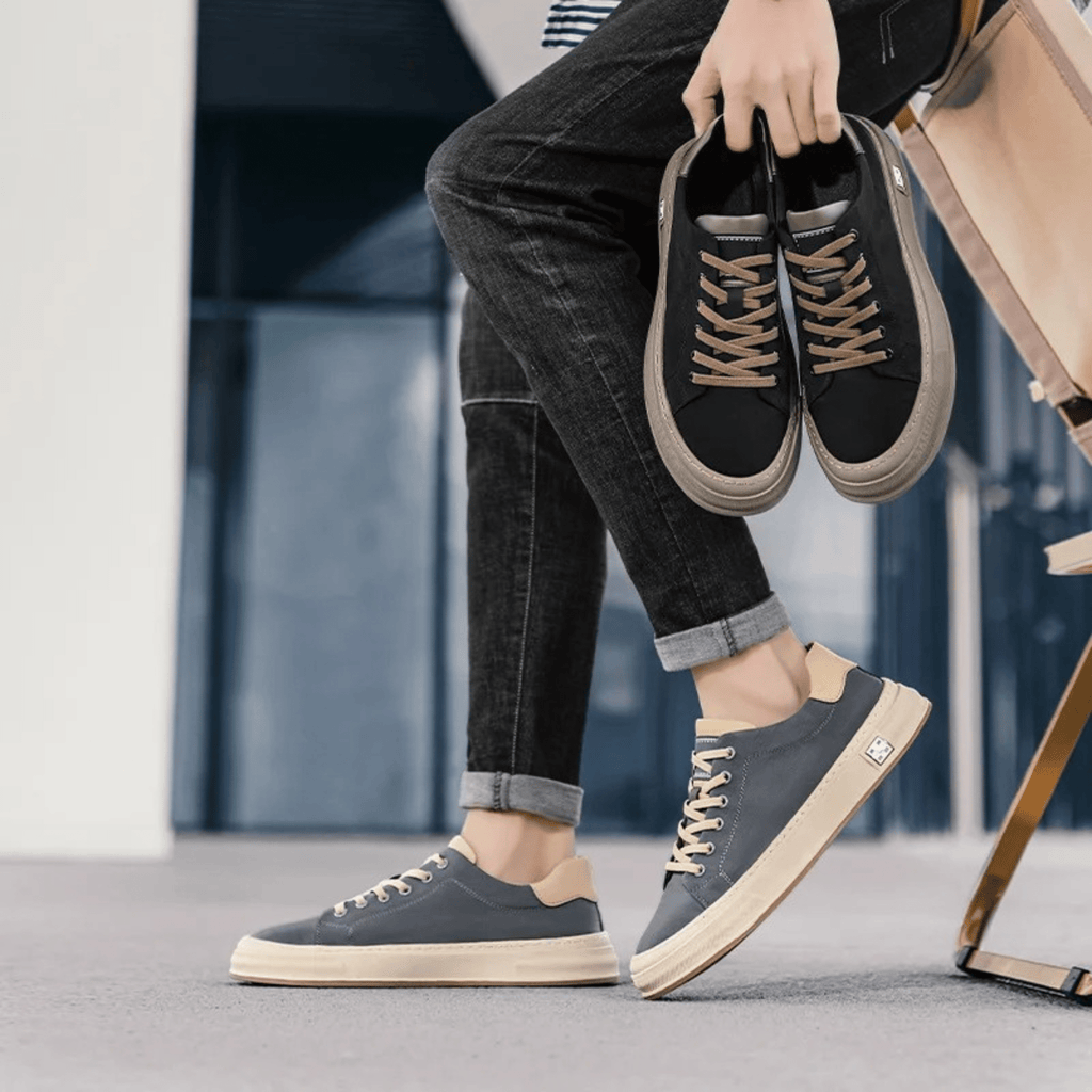 Men's Canvas Low-Top Sneakers – Cushioned Casual Lace-Up Shoes