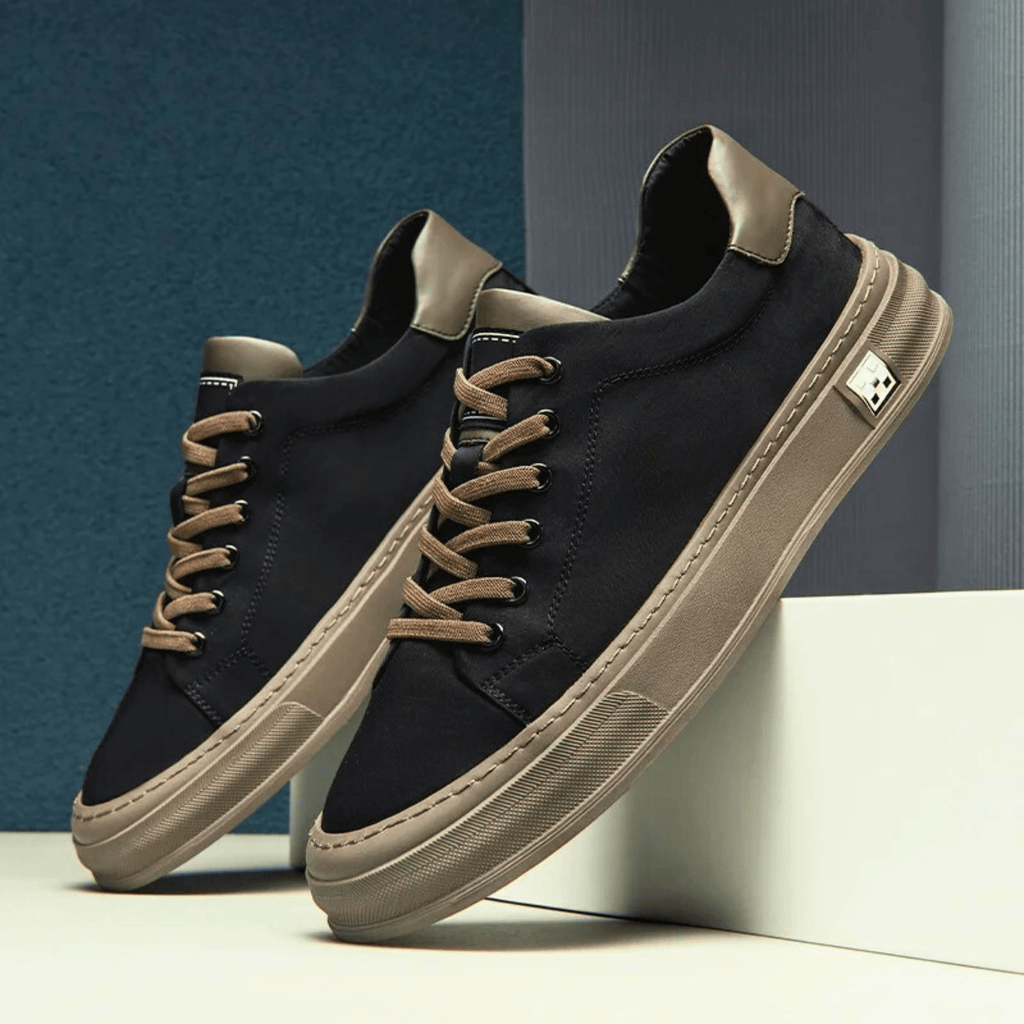 Men's Canvas Low-Top Sneakers – Cushioned Casual Lace-Up Shoes