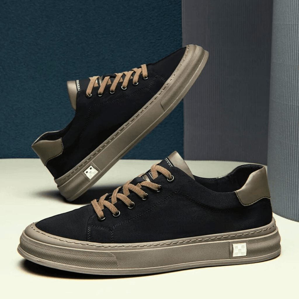 Men's Canvas Low-Top Sneakers – Cushioned Casual Lace-Up Shoes