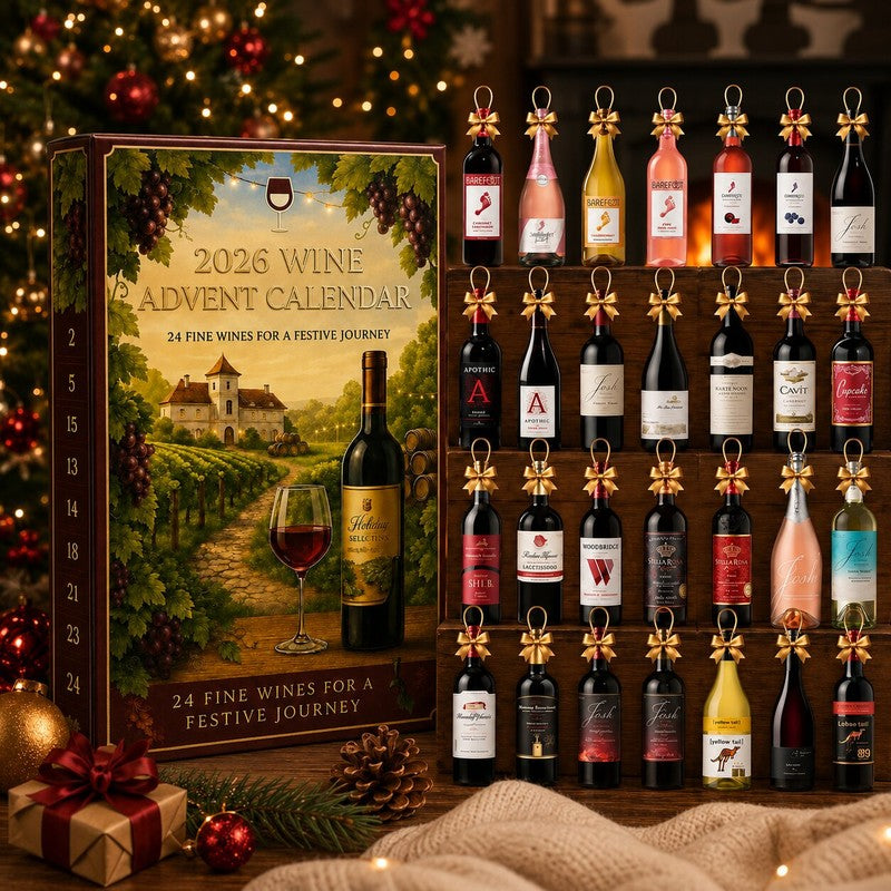 Vivian | Wine Lover Christmas Advent Calendar 2026 with 24 Wine Bottle Designs