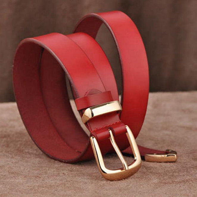 Women's Wide Belt with Gold-Tone Buckle – Classic Pin Buckle Belt for Jeans and Dresses