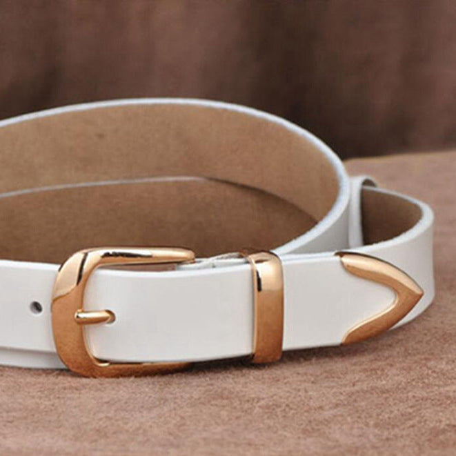 Women's Wide Belt with Gold-Tone Buckle – Classic Pin Buckle Belt for Jeans and Dresses