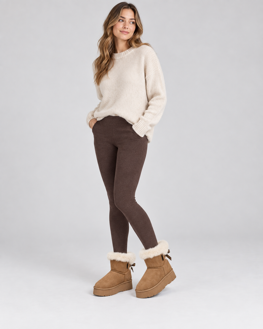 Women's Platform Snow Boots – Suede-Look Warm Cuff Winter Boots