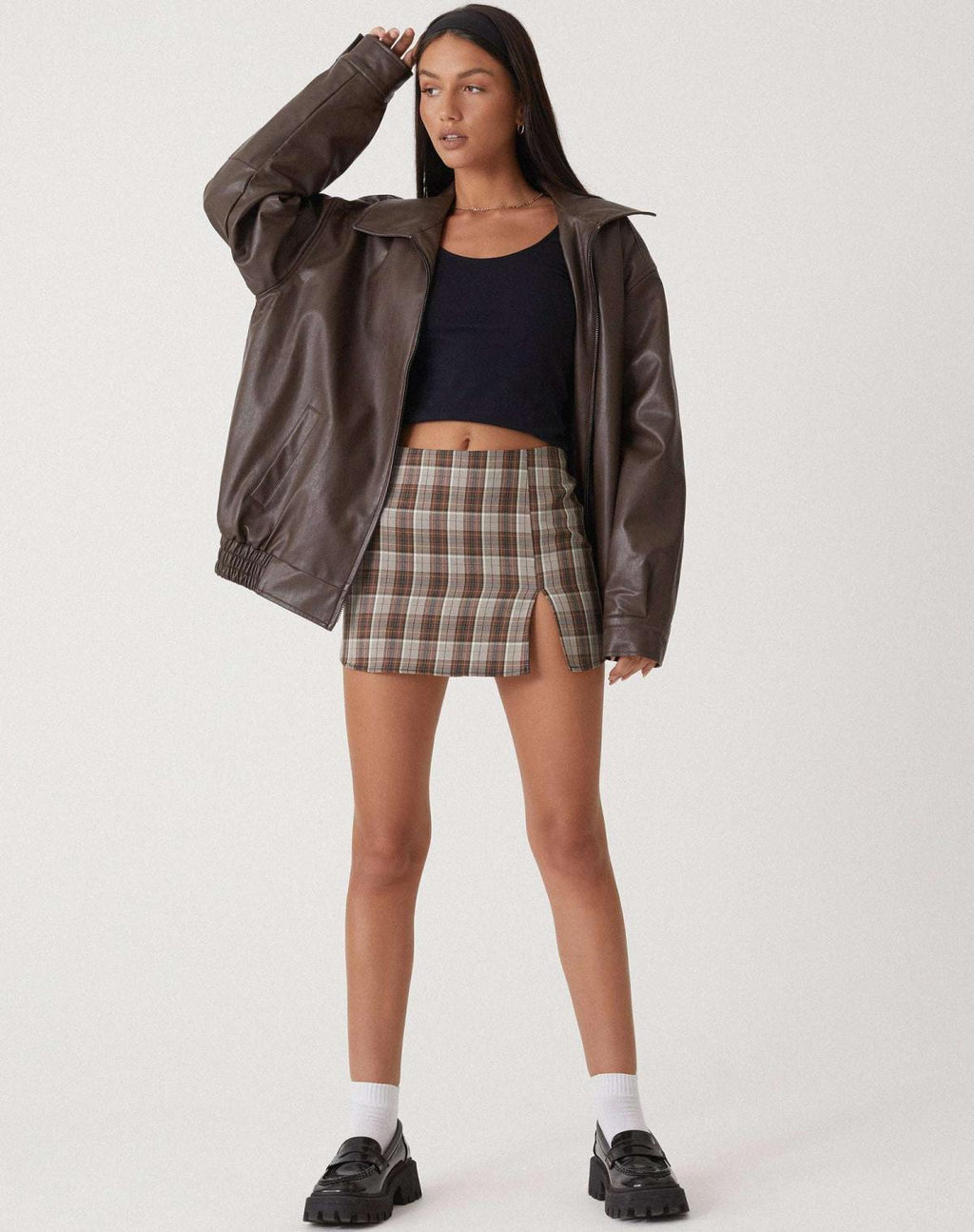 Women's Oversized Bomber Jacket – Leather-Look Boxy Fit