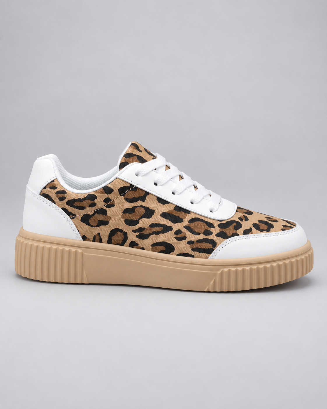 Women's Leopard Print Platform Sneakers – Chunky Sole Lace-Up Shoes