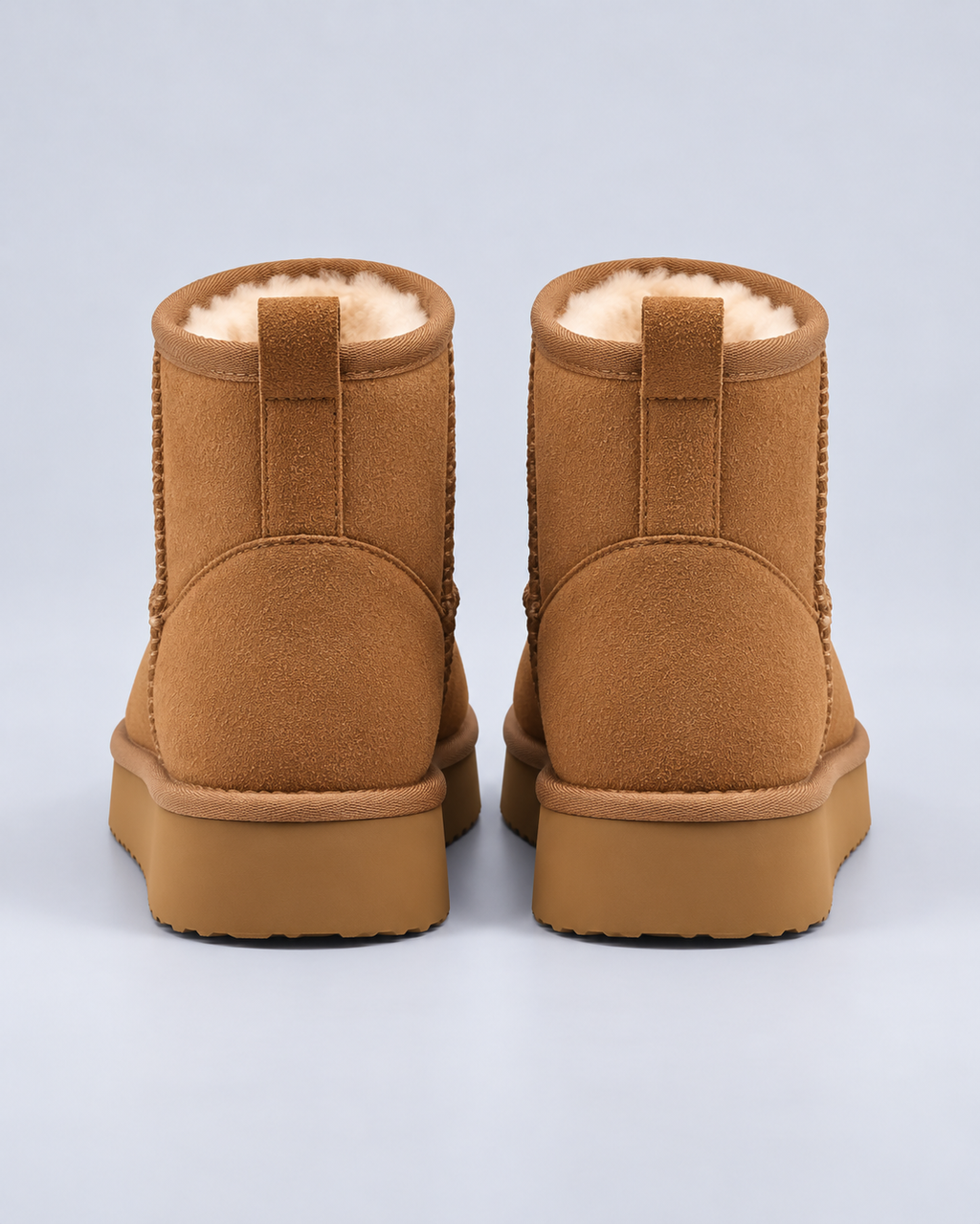 Women's Fleece-Lined Pull-On Ankle Boots – Platform Sole Winter Booties