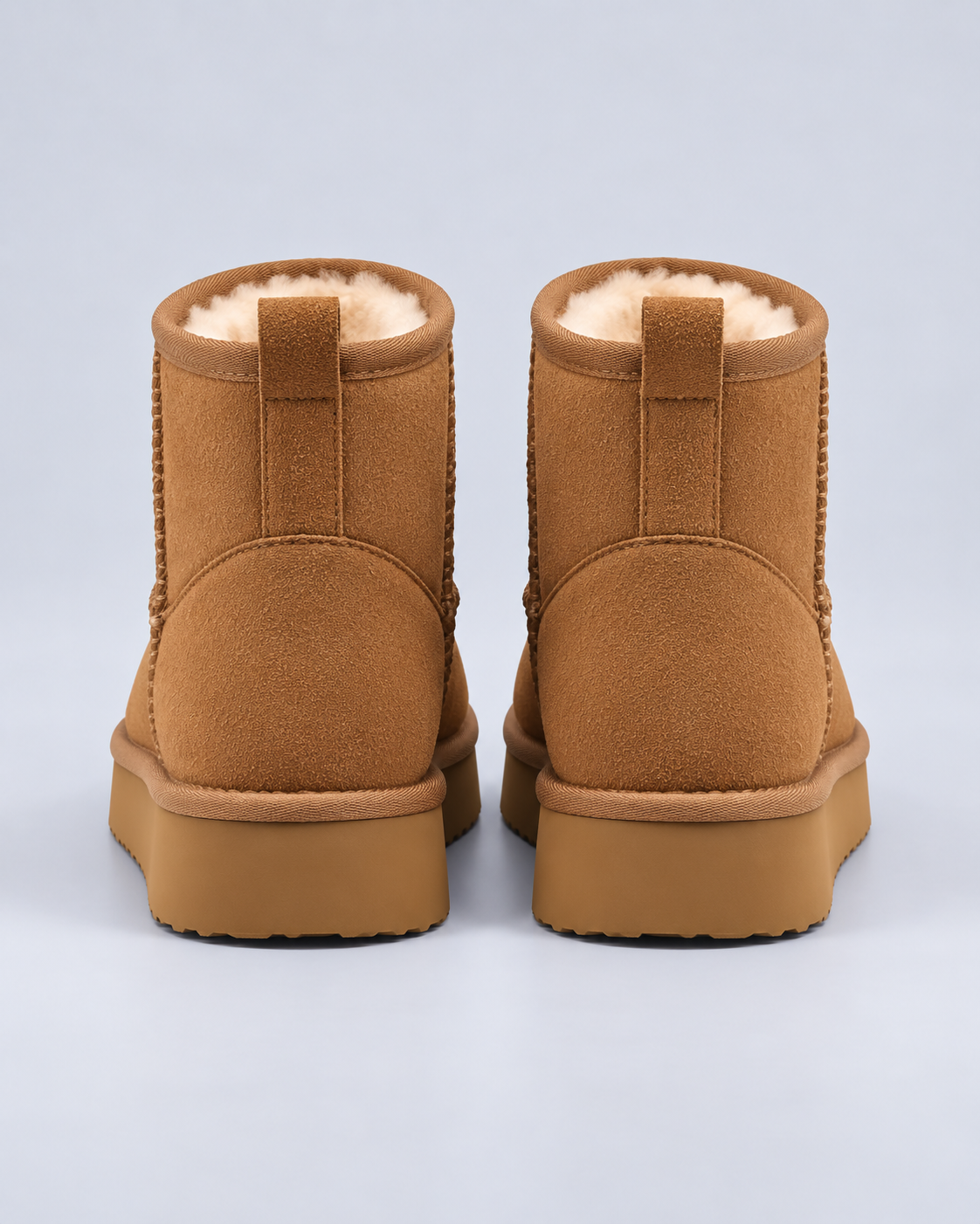 Women's Fleece-Lined Pull-On Ankle Boots – Platform Sole Winter Booties