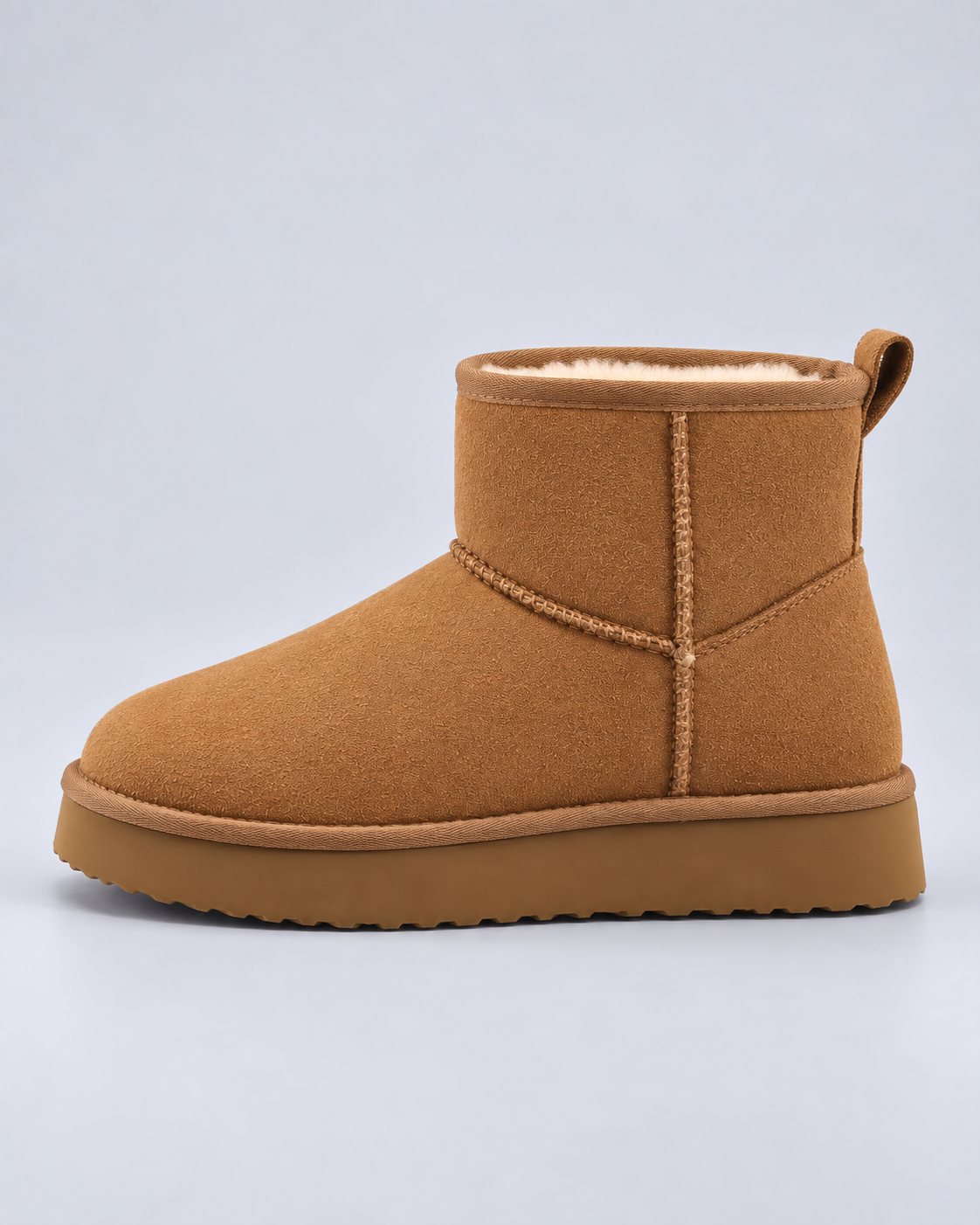 Women's Fleece-Lined Pull-On Ankle Boots – Platform Sole Winter Booties