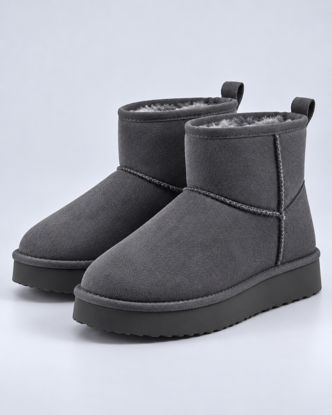 Women's Fleece-Lined Pull-On Ankle Boots – Platform Sole Winter Booties